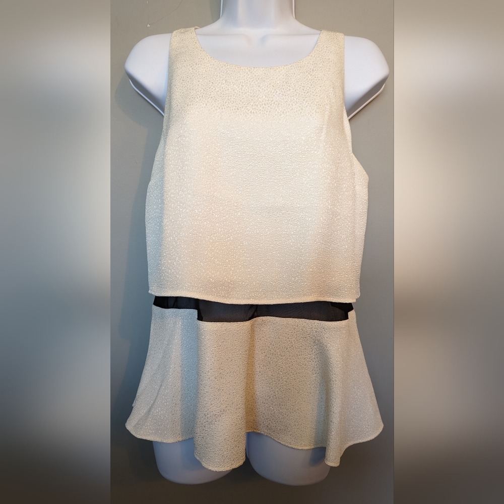 Express black and white sleeveless blouse
